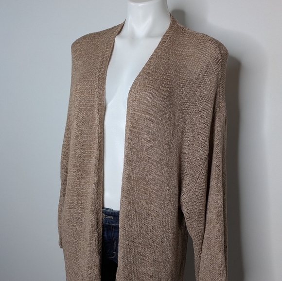 By Anthropologie dust pink loose knit lightweight open cardigan sweater OS - Picture 3 of 11